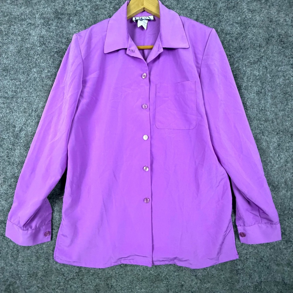 Vintage BFA Classics Office Blouse Shirt Womens Small Purple Button Up Classy